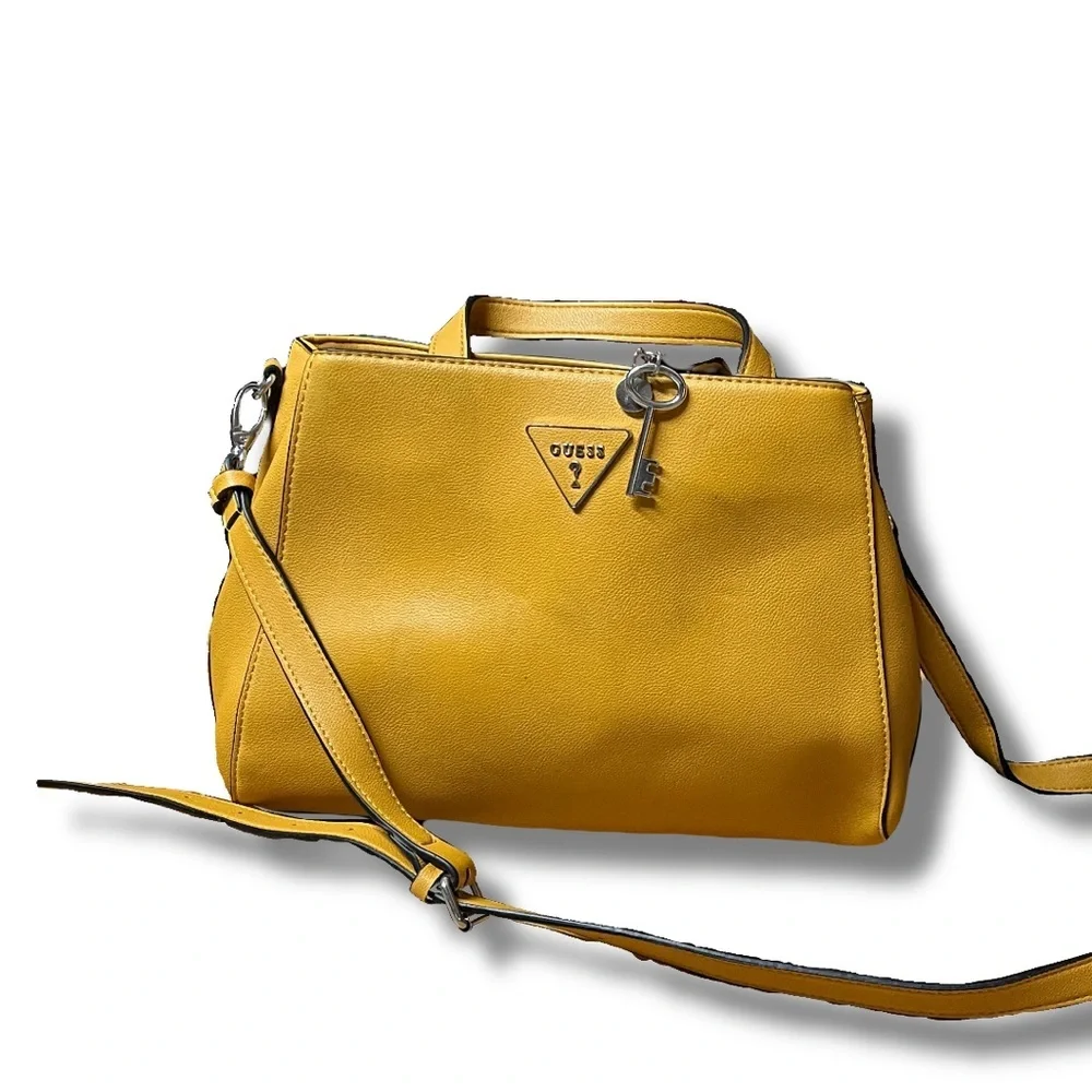 Guess Yellow Leather Crossbody Handbag Women's Fashion Accessory - Picture 1 of 10
